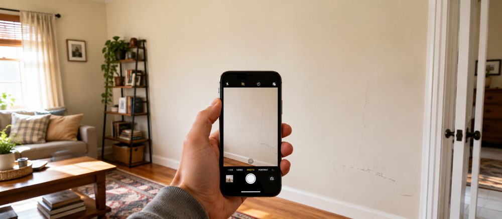 Homeowner photographing a repair with a phone