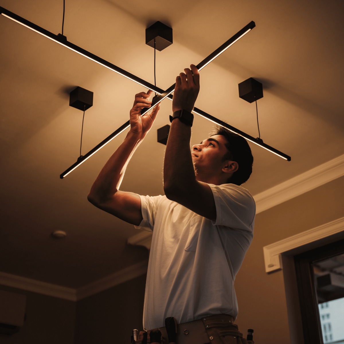 Electrician replacing a home outlet