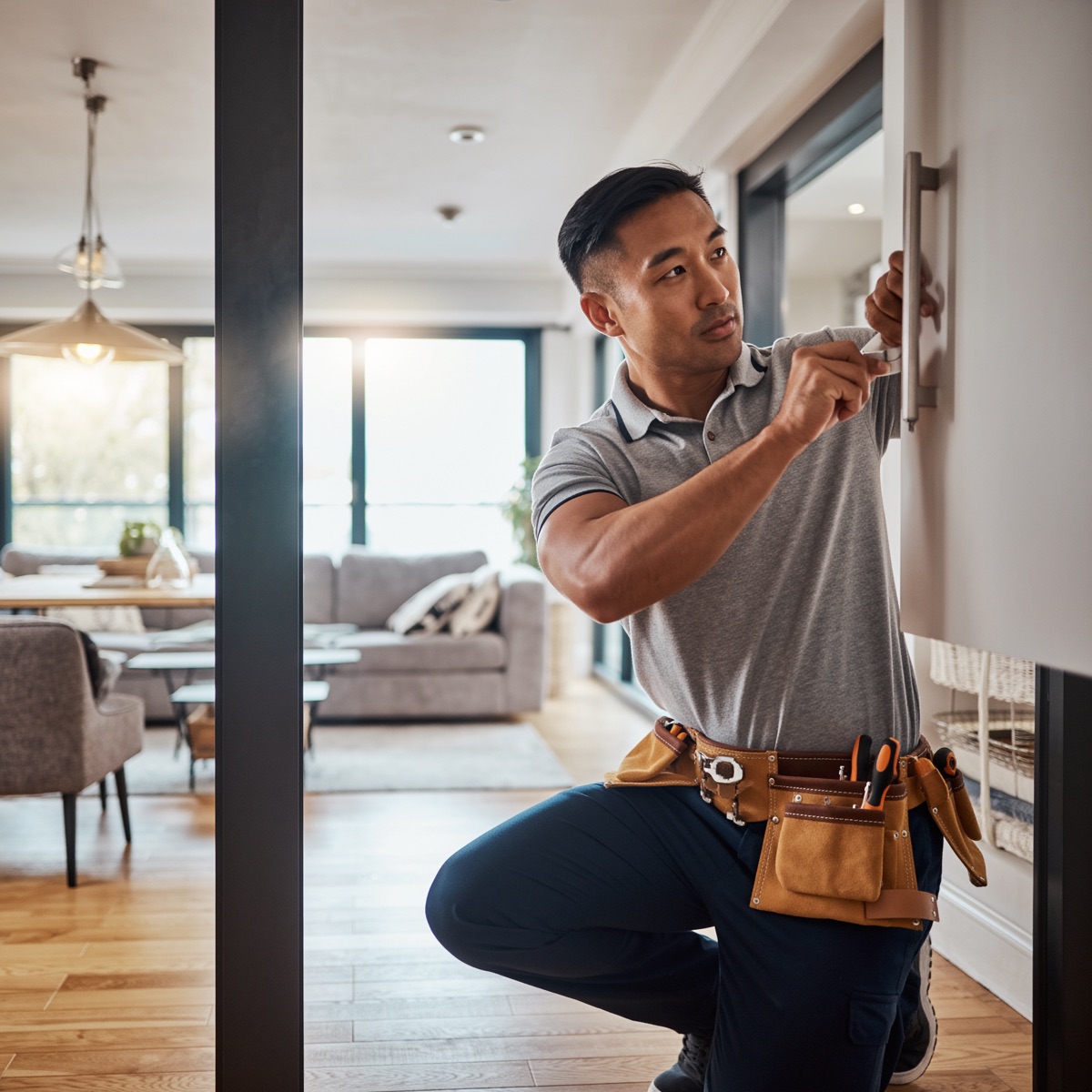 Handyman performing home maintenance
