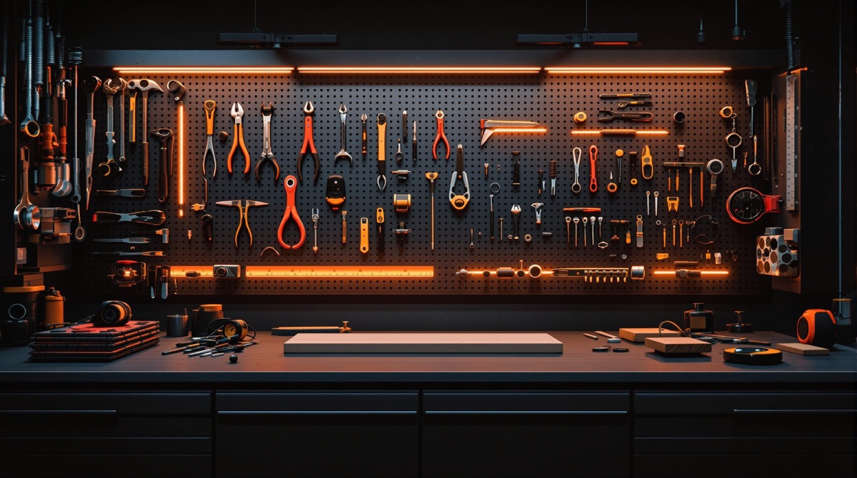 Organized professional tool workbench